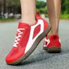 Tênis Esportivo Masculino de Malha Respirável, Tênis de Corrida Leve Casual de Verão, Sapatos Masculinos Versáteis da Moda Tamanho Grande, Branco e Vermelho