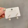 Agulha de Prata 925 Estilo Coreano Geométrico Simples Compacto de Strass Moda Brinco de Pérola Brilhante Brincos Elegantes para Meninas