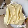 Suéter Morado de Manga Larga Otoño/Invierno 2026 para Mujer, Cárdigan de Punto Holgado para Superponer, Ropa Exterior con Botones, Blusa Suave con Lazo