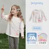 [7A Antibacteriano] Camiseta Falsa Duas Peças para Meninas, Gola Redonda, Caimento Solto, Ombro Caído, Blusa Patchwork Colorida de Outono para Crianças de 6 Anos