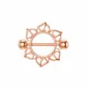 Anillos de pezón exquisitos superventas transfronterizos Acero inoxidable Forma de flor Anillos de pezón falsos Pinzas para pezones con pantalla de pavo real Joyería para piercing Tachones para pezones sin perforación