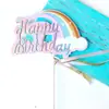 Decoración de enchufe para pastel de arcoíris hermosa romántica arcoíris pastel de cumpleaños mesa de postres accesorios de decoración tarjeta y bandera