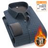 Camisa gruesa de invierno con forro polar cálido de cachemira para hombre, camisa básica de manga larga, a cuadros cepillada, casual de negocios, camisa gruesa