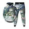 2022 Europeu e Americano Halloween Nova Moda Com Capuz Árvore de Natal Estampa 3D Rua Tendência Roupa Esportiva Calça Conjunto