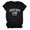Amazon Ebay Estación Independiente Cómoda Casual Mujer Harvard Law Solo Cuello Redondo Camiseta de Manga Corta al Mayoreo
