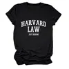 Amazon Ebay Site Independente Confortável Casual Feminina Harvard Law Apenas Gola Redonda Manga Curta Camiseta Atacado