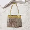 2025 Bolsas Plateadas Brillantes Europeas y Americanas para Mujer Tejidas a Mano con Cuentas y Lentejuelas Bolsa para Teléfono Móvil Correa Larga para el Hombro Bolso Cruzado