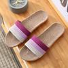 Pantuflas de Lino para Hombre Pantuflas de Primavera y Verano para el Hogar para Interior Silenciosas Absorbentes de Sudor Transpirables Sandalias y Pantuflas para Pareja