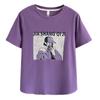 100.00kg chica gordita verano nuevo talla grande ropa de mujer ins casual selfie estampado manga corta Joker media manga camiseta 7072