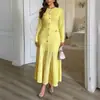 Di Yun Roupas Femininas Vestido Longo Elegante Estilo Europeu e Americano Manga Curta Cor Sólida Outono e Inverno 2026 Site Independente da Amazon