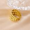 Anillo de acero de titanio hueco nuevo estilo ins de Amazon para mujer, no se decolora, anillo de acero inoxidable chapado en oro de horno de 18 quilates, venta al por mayor