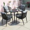 Mesa y Silla de Ocio para Exteriores Transfronteriza Lujo Ligero Terraza Exterior Patio Jardín Combinación de Mesa y Silla Silla de Cuerda Moderna Simple