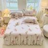 Saia de Cama Dupla Renda Transfronteiriça Conjunto de Três Peças Cobertura de Cama Espessa Antiderrapante Saia de Cama Cobertura de Cama de Peça Única Saia de Cama Atacado
