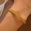 Moda Europeia e Americana Ins Pulseira Geométrica Simples Cravejada com Diamantes para Mulheres Aço Inoxidável Banhado a Ouro 18K Joias Estilo Minimalista