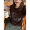 Camiseta de Manga Corta con Bordado de Letras Hanwei Cepillada para Mujer, Nuevo Estilo Coreano para Primavera y Verano, Corte Ajustado, Versátil, Top de Moda