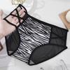 Nueva Explosiones Ropa Interior Estampado Leopardo para Mujer Transpirable Cómoda Bolsa Cadera Cinturón Delgado Cruz Hueco Alta Elasticidad Cintura Media Ropa Interior para Mujer