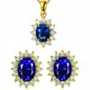 Brincos de girassol Imperial Concubine banhados a ouro 24K, pingente de colar, Diana Starry Sky, diamante, safira