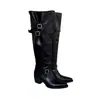 Otoño e Invierno Nuevas Botas de Montar de Moda Versátiles de Caña Alta Apiladas con Tacón Grueso Puntiagudas Suela Suave Botas Largas para Chica Popular Pierna Ancha