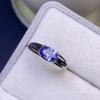 Anillo de Tanzanita Natural, Morado Atractivo, Plata Pura 925, Piedra Principal Exquisitamente Incrustada 6*8mm, Suministro para Transmisiones en Vivo de Tiktok
