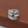 Anillo Original de Plata de Ley S925 Nueva Marca de Moda para Hombres y Mujeres, Anillo de Plata Tailandesa Vintage con Circonita Azul Personalizable Accesorios al por Mayor