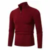 Comercio Electrónico Transfronterizo Nuevo Llegado Suéter de Punto para Hombre Otoño/Invierno Color Sólido Capa Base Diseño Media Cremallera Capa Interior