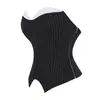 Vestido de Fiesta con Diseño de Corsé de Retazos de Encaje Rayado Estilo Traje, Falso Dos Piezas con Cremallera Lateral y Ropa Interior Moldeadora Incorporada