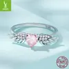 Pingente de prata zircônia rosa original anel asas de amor prata 925 anel pulseira sensação de garota dos sonhos SCR874
