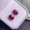 Brincos de Rubi Recém-Lapidados, Cristal de Rubi Fino, Pedra Principal Super Limpa 8*10mm Prata 925 Incrustada com Precisão