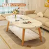 Mesa de Centro para Apartamentos Pequenos, Estilo Minimalista Moderno para Casas de Aluguel, Sala de Estar, Uso Doméstico, Quarto, Varanda, Mesa de Chá Pequena com Pés de Madeira Maciça