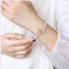 Pulseira de Contas de Cristal Branco Natural Genuíno Colecionável com Contas Grandes de Raposa da Fortuna e Ornamento de Leão Despertando