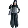 Conjunto de otoño para niñas 2026 nuevo estilo coreano a rayas de dos piezas con pantalones de pierna ancha de manga larga para niños mayores, ropa de otoño muy elegante