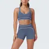 Novo Conjunto de Seis Peças Color Block Transfronteiriço Toque Nude para Fitness Esportes Yoga Corrida Feminino
