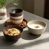 Bol de 15 cm con imitación de veta de madera, plástico PP de grado alimenticio, bol para sopa, bol para arroz engrosado con aislamiento térmico, mesa de comedor, bol para ensaladas, fabricante, venta al por mayor