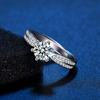Anillo de Moissanita Personalizable Plata 925 Transfronterizo Wish Nuevo Creativo Copo de Nieve Europeo y Americano Abierto Estilo Caliente Popular