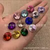 Venta al por mayor del fabricante Acrílico 8-20 Redondo Superficie Satélite Colorido Fondo Puntiagudo No poroso Diamante Redondo Punta Superior Diamante Joyería DIY