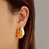 Brincos Coloridos em Forma de Gota da Moda Europeia e Americana Transfronteiriços Aço Inoxidável Cor Duradoura Brincos de Resina Versáteis Acessórios de Orelha para Primavera e Verão