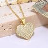 Moda OL cobre cravejado zircônia pingente de coração amor O colar feminino design de nicho ins versátil pingente dourado em formato de coração