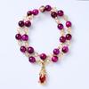 Pulsera Pixiu de Piedra Ojo de Tigre Rojo Rosa Natural, Joyería de Cristal con Cuentas para Mujer, Popular al por Mayor