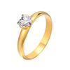 Joyería de agua Quanxi acero inoxidable brillante anillo de circonita en forma de corazón incrustado oro accesorios de personalidad de moda R-663