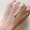 Luz de Nicho Lujo Francés Gama Alta Acero de Titanio Color Circonita Cadena Fina Sin Color para Mujer Ins Versátil Elegante Cadena para Clavícula