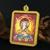 Zakiram Amarillo y Negro Deidad de la Riqueza Cinco Señores Buda de la Medicina Tara Verde Manjushri Bodhisattva Cinnabar Thangka Colgante Amuleto de Buda Portátil
