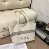 Bolsa de Lona Sencilla para Mujer, Bolso de Hombro de Gran Capacidad, Bolso de Mano Versátil Casual con Estampado de Rayas y Letras, Bolsa para Clase