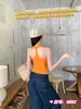 Chaleco Sencillo de Cuello Halter sin Espalda Ajustado de Color Sólido Prendas de Abrigo Estilo Vacaciones de Verano para Mujer Top Casual Ajustado