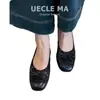 Zapatos planos para mujer de piel de oveja genuina súper suave, estilo francés, zapatos de noche delicados, zapatos de ballet con lazo, zapatos tipo huevo de suela blanda