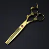 Tesoura de Cabeleireiro Padrão Dragão Dourado 6.0 polegadas, Tesoura de Corte de Cabelo, Tesoura Reta, Tesoura de Franja, Tesoura Desbastadora, Tesoura de Desbaste
