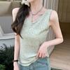 H880 Camisola Waffle Pequeña Estrictamente Seleccionada Ropa Interior Femenina Ropa Exterior de Verano Estilo Perezoso Sin Mangas Holgada Top Base