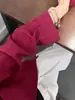 Camisa de botões solta cor vermelho ameixa para usar no início do outono, feminina, nova 2026, estilo francês petit bourgeois suave, top