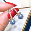 Accesorios de bricolaje s925 Pendientes de plata de ley con forma de lazo y perla Pendientes con soporte vacío Pendientes de niña Material de soporte de plata