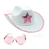 Sombrero de Vaquero Rosa Listo para Usar del Fabricante, Sombrero de Vaquero de Estrella de Cinco Puntas, Sombrero de Vaquero con Borde Plateado de la Bandera Estadounidense, Sombrero de Vaquero con Lentejuelas