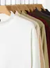 Camiseta Interior de Cuello Medio para Hombre en Otoño e Invierno Doble Cara Cepillada Interior Camiseta Interior de Manga Larga para Hombre Top para Hombre de Moda